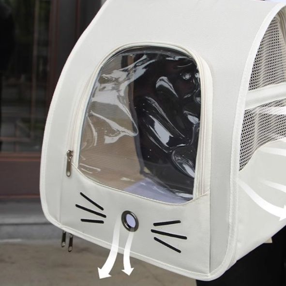 猫グッズ 猫顔デザイン透明窓付き避難用キャリーバッグ