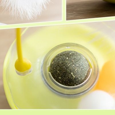 猫グッズ 運動不足解消グッズ 猫ちゃん夢中！自動羽毛揺れ玉運動器