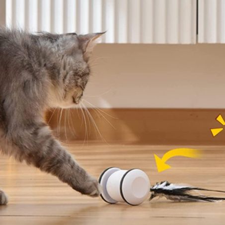 猫グッズ 運動不足解消グッズ 羽根付き電動回転玉猫じゃらし