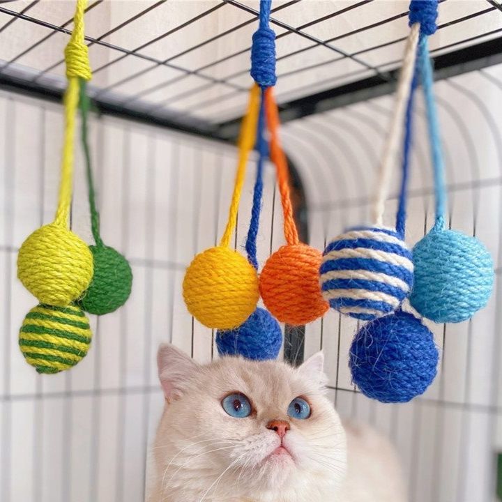 猫グッズ 運動不足解消グッズ ぶら下がり麻縄玉遊び運動器具