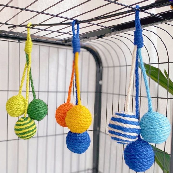 猫グッズ 運動不足解消グッズ ぶら下がり麻縄玉遊び運動器具