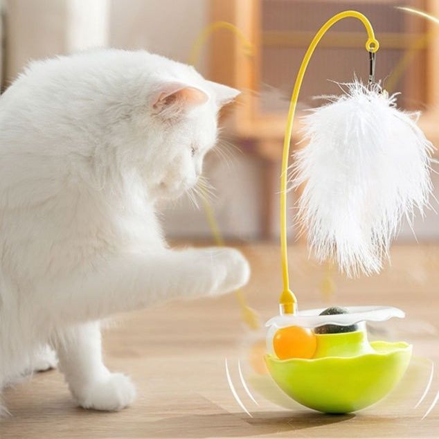 猫グッズ 運動不足解消グッズ 猫ちゃん夢中！自動羽毛揺れ玉運動器