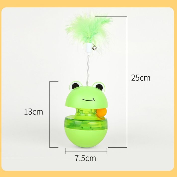 猫グッズ 運動不足解消グッズ かえる顔 ゆらゆら 餌出し知育玩具