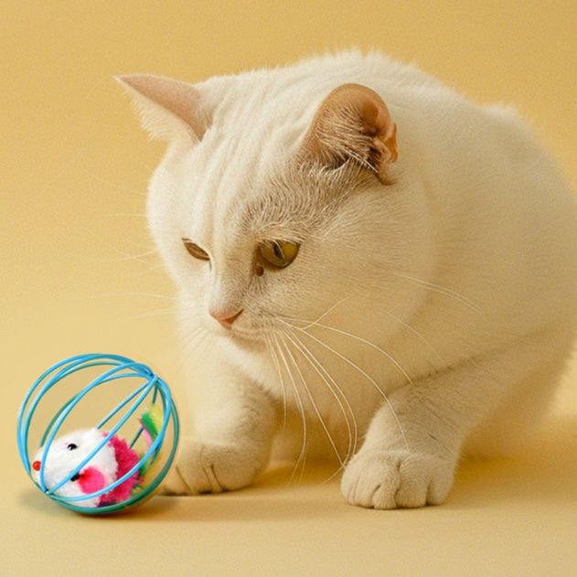 猫グッズ 音が鳴る球体型猫じゃらし玩具