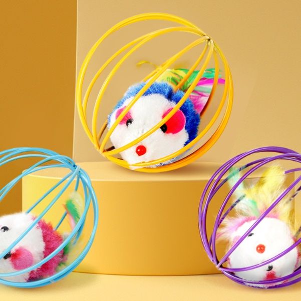 猫グッズ 音が鳴る球体型猫じゃらし玩具