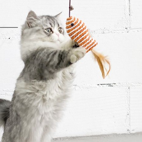 猫グッズ 運動不足解消グッズ 猫じゃらし釣り竿式羽根付きじゃれ玩具