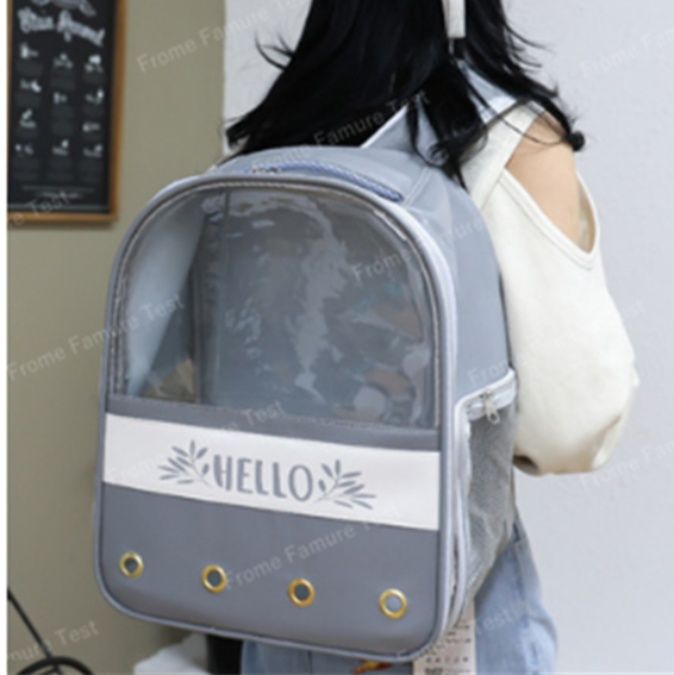 猫グッズ  猫用防災グッズ  透明窓付きキャリーバックパック 通気性抜群