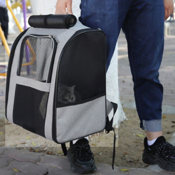 猫グッズ 防災グッズ 猫用避難運搬鞄 通気性抜群 背負式