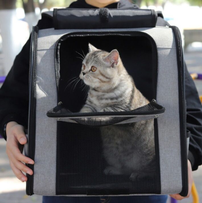 猫グッズ 防災グッズ 猫用避難運搬鞄 通気性抜群 背負式