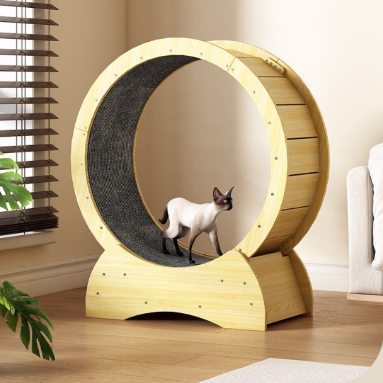 猫グッズ運動不足解消グッズ爪とぎ付き木製回転式車輪