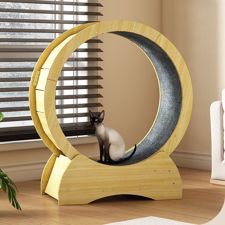 猫グッズ運動不足解消グッズ爪とぎ付き木製回転式車輪