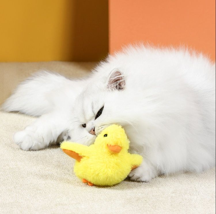 猫グッズ 愛猫夢中ふわふわ小鳥型噛んで遊ぶおもちゃ