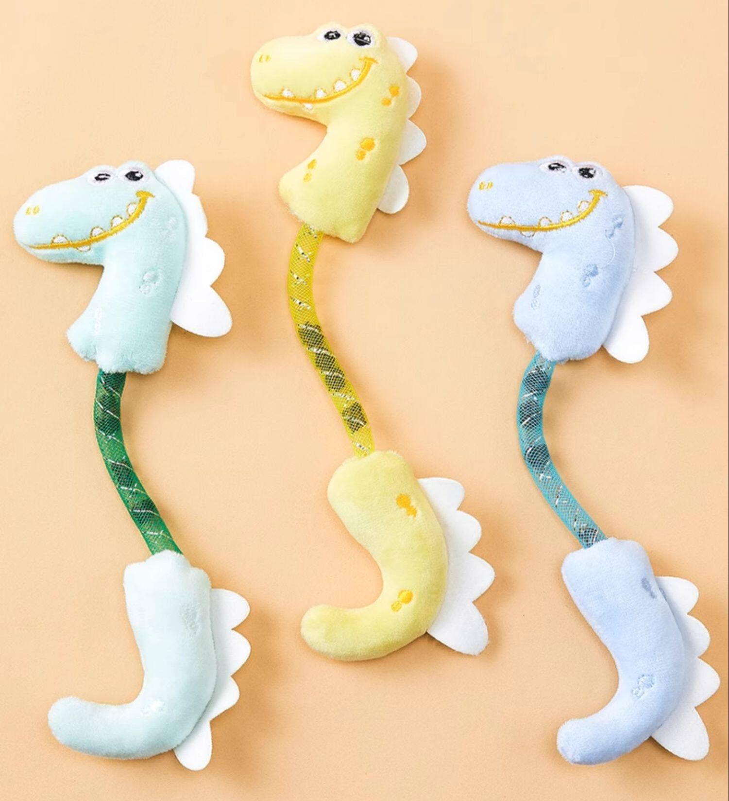 猫グッズ 恐竜デザイン音が鳴る噛むおもちゃ