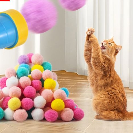 猫グッズ 猫用ふわふわ玉飛ばし発射器