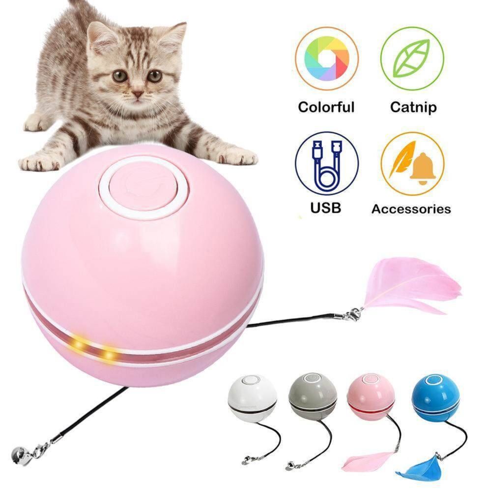 猫グッズ 猫用自動回転ボール羽根付き充電式おもちゃ