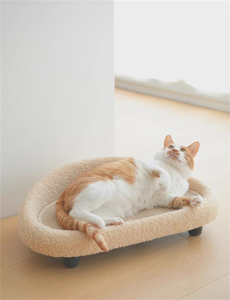 猫グッズ 防災対応猫用爪とぎマット付きソファーベッド