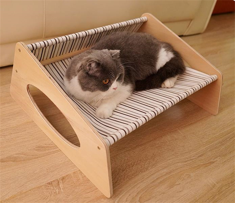 猫グッズ 実木製猫用ハンモック型爪切り台 昼寝もできる多機能猫用品