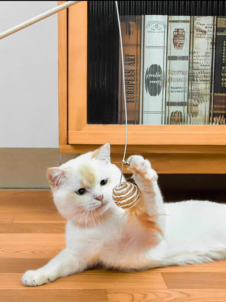 猫グッズ 天然木の猫じゃらし棒