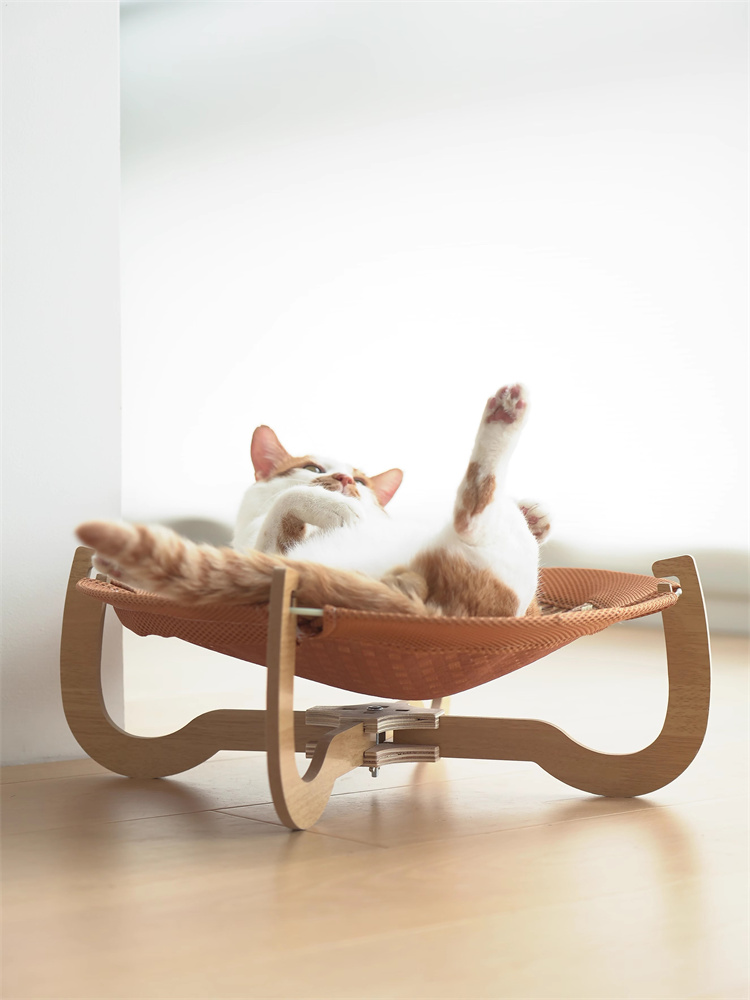 猫グッズ 猫用木製吊り床 涼席ハンモック 運動不足解消グッズ