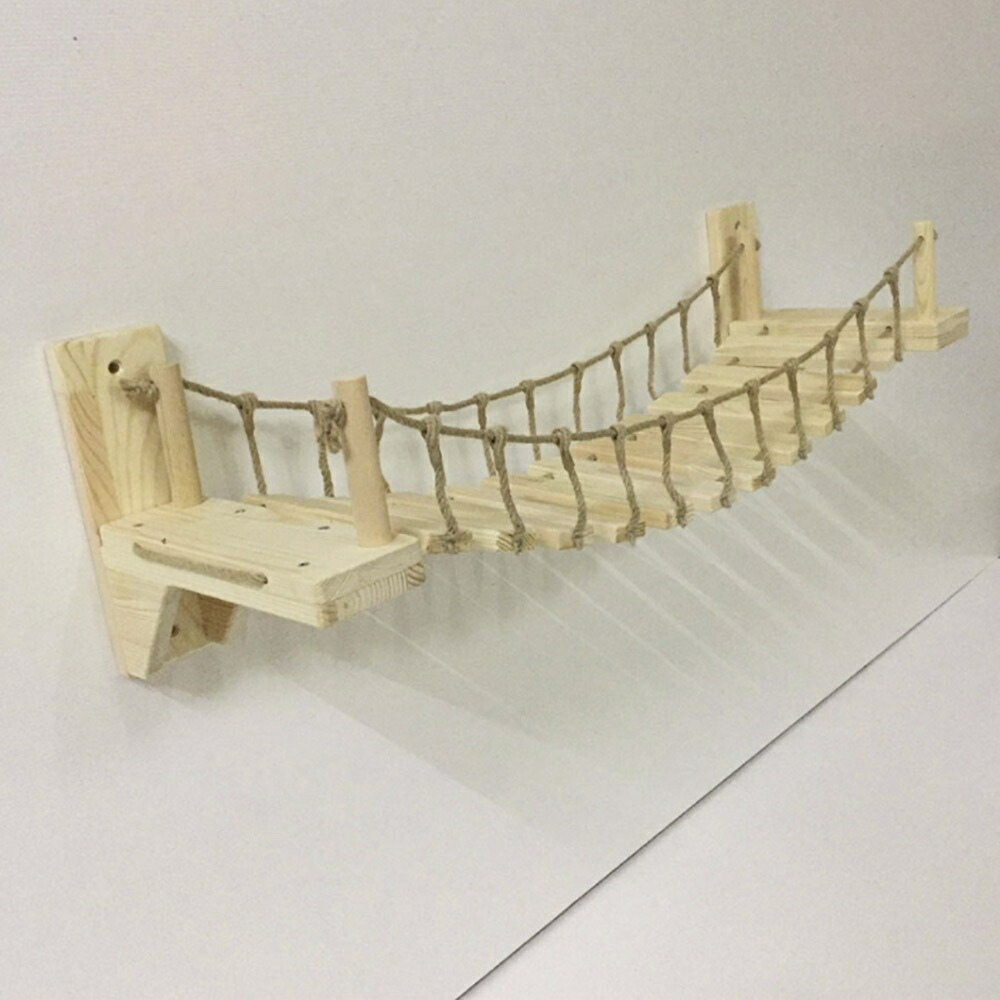 猫グッズ 猫用壁付け吊り橋はしご 運動不足解消グッズ