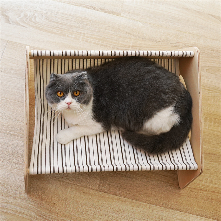 猫グッズ 実木製猫用ハンモック型爪切り台 昼寝もできる多機能猫用品