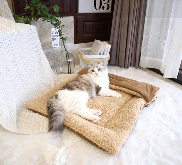 猫グッズ 防災対応 猫用保温寝袋 折り畳み式ベルベット猫ハウス