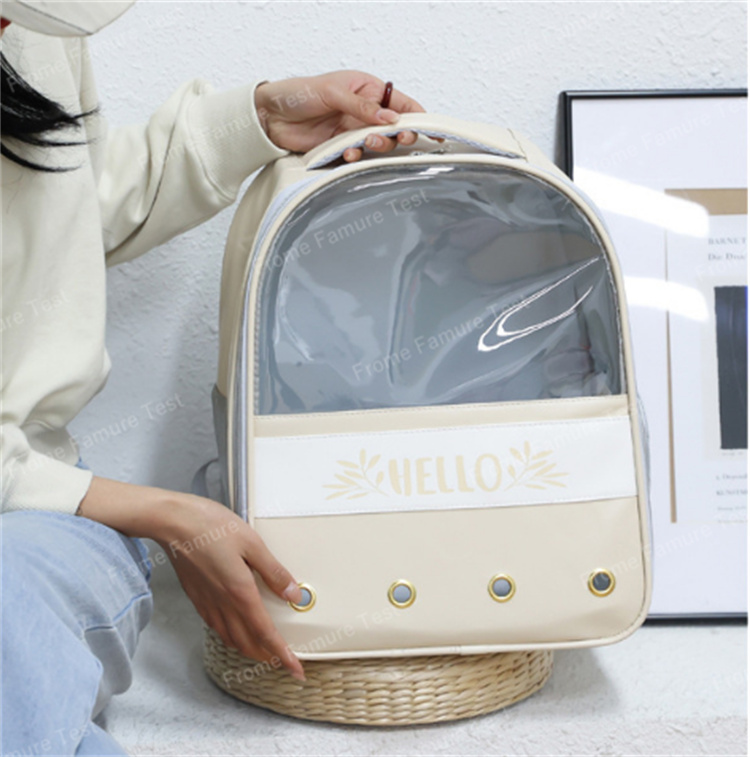 猫グッズ  猫用防災グッズ  透明窓付きキャリーバックパック 通気性抜群