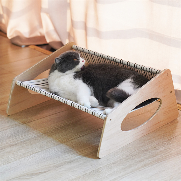 猫グッズ 実木製猫用ハンモック型爪切り台 昼寝もできる多機能猫用品