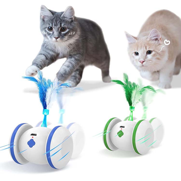 猫グッズ 運動不足解消グッズ 羽根付き電動回転玉猫じゃらし