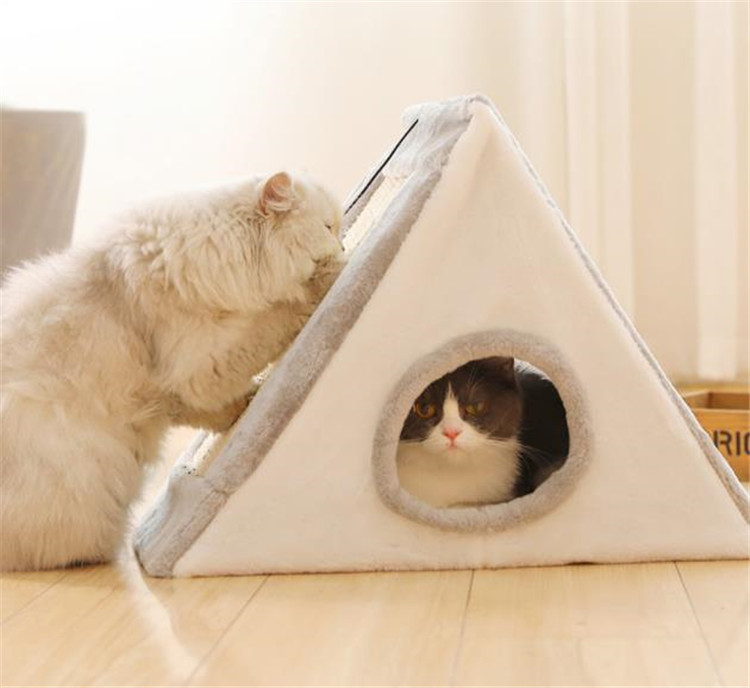 猫グッズ 猫用三角ハウス付き爪とぎ 運動不足解消グッズ