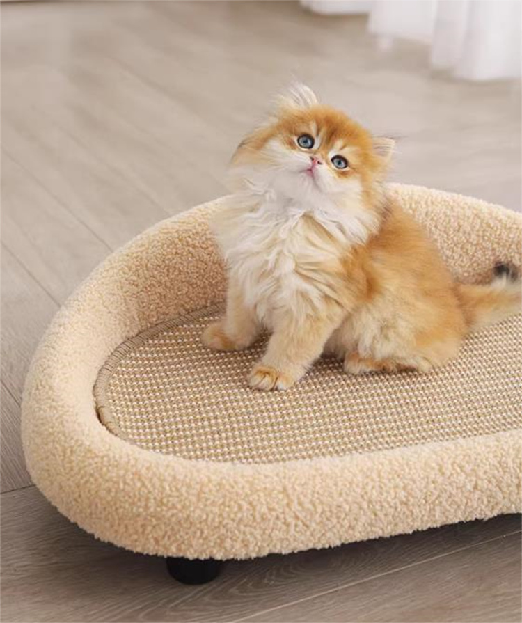 猫グッズ 防災対応猫用爪とぎマット付きソファーベッド