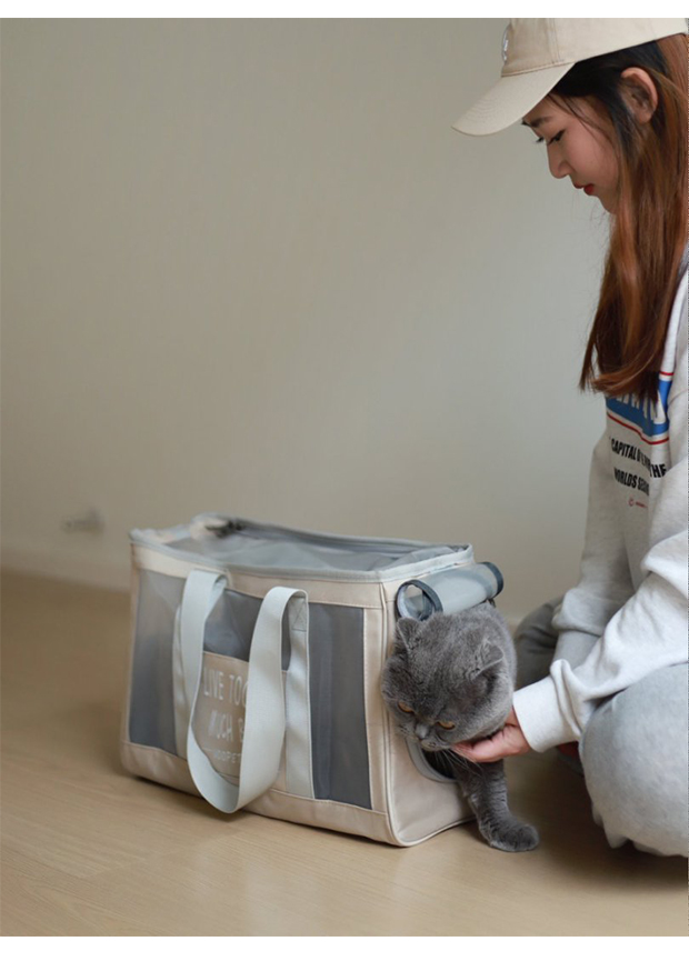 猫グッズ 透明窓付き猫避難キャリーバッグ