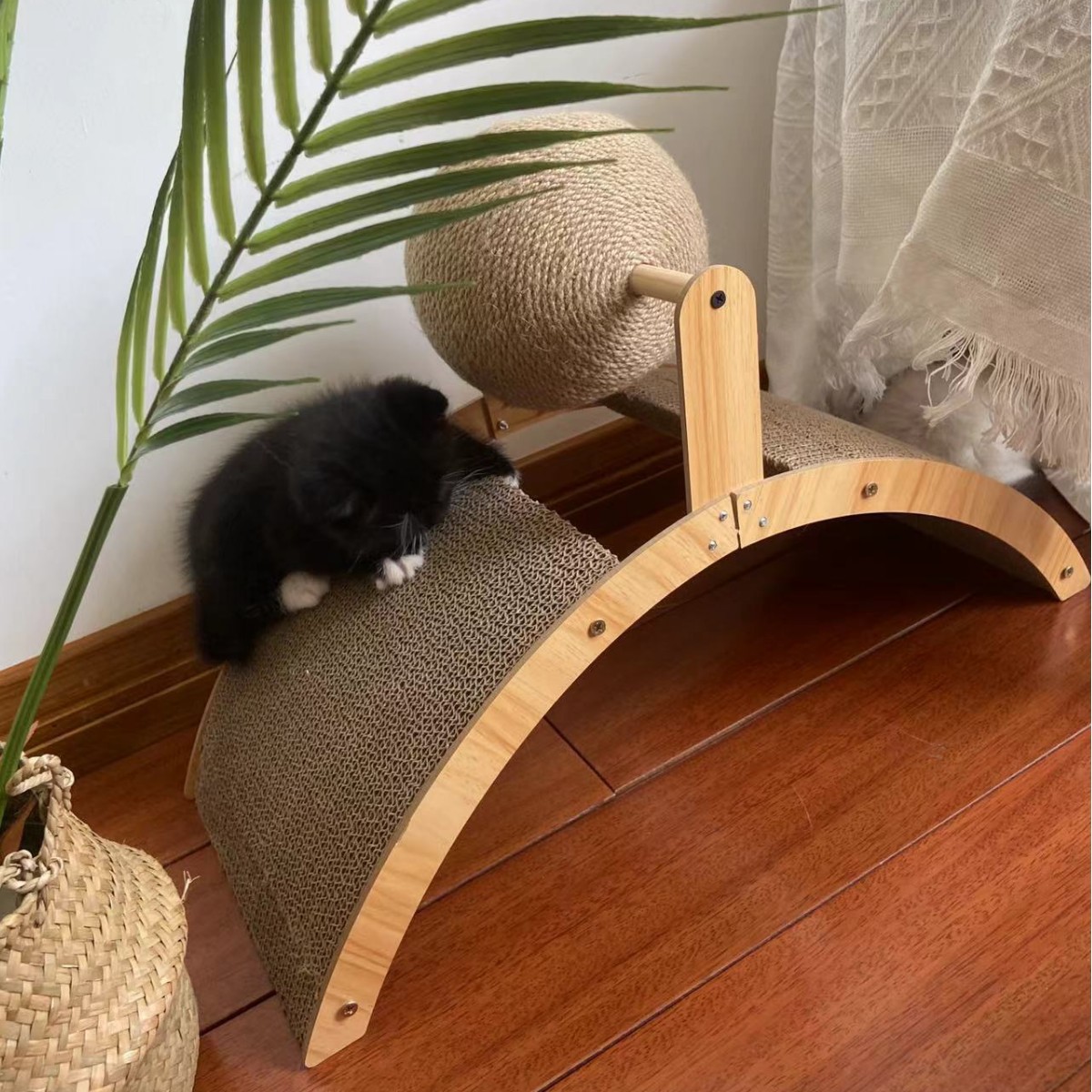 猫グッズ 運動不足解消グッズ 猫ちゃん専用回転式爪とぎ運動器