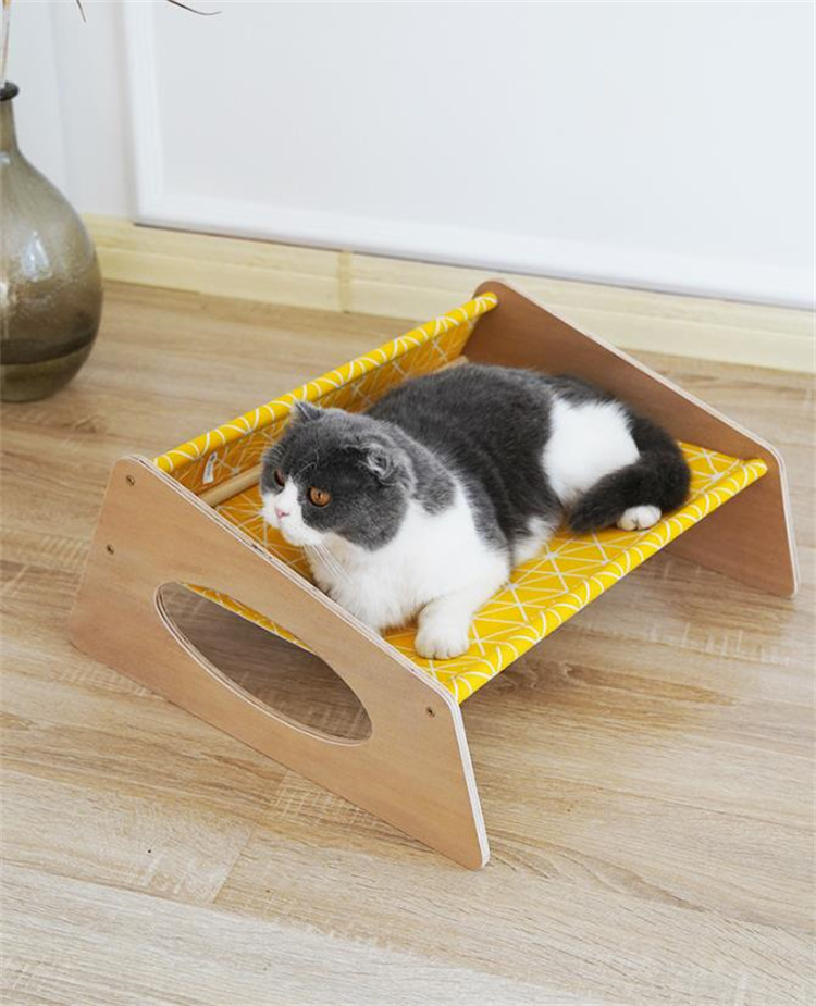 猫グッズ 実木製猫用ハンモック型爪切り台 昼寝もできる多機能猫用品