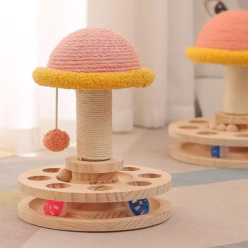 猫グッズ 運動不足解消グッズ 多機能きのこ型爪とぎタワー遊び場