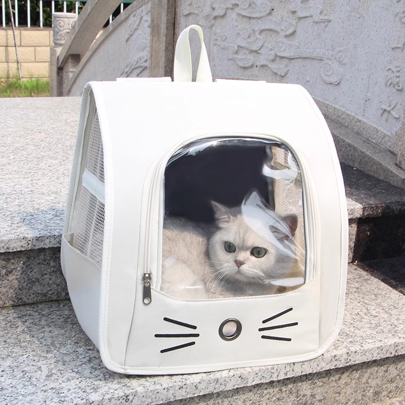 猫グッズ 猫顔デザイン透明窓付き避難用キャリーバッグ