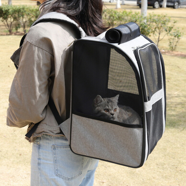 猫グッズ 防災グッズ 猫用避難運搬鞄 通気性抜群 背負式