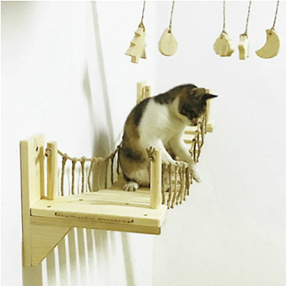 猫グッズ 猫用壁付け吊り橋はしご 運動不足解消グッズ