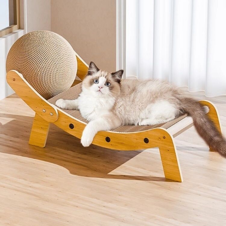 猫爪とぎ 木製フレーム猫爪とぎ付きラウンジベッド
