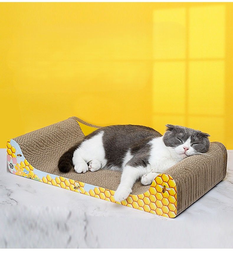 猫爪とぎ おしゃれ柄ダンボール猫爪とぎソファ型ベッド