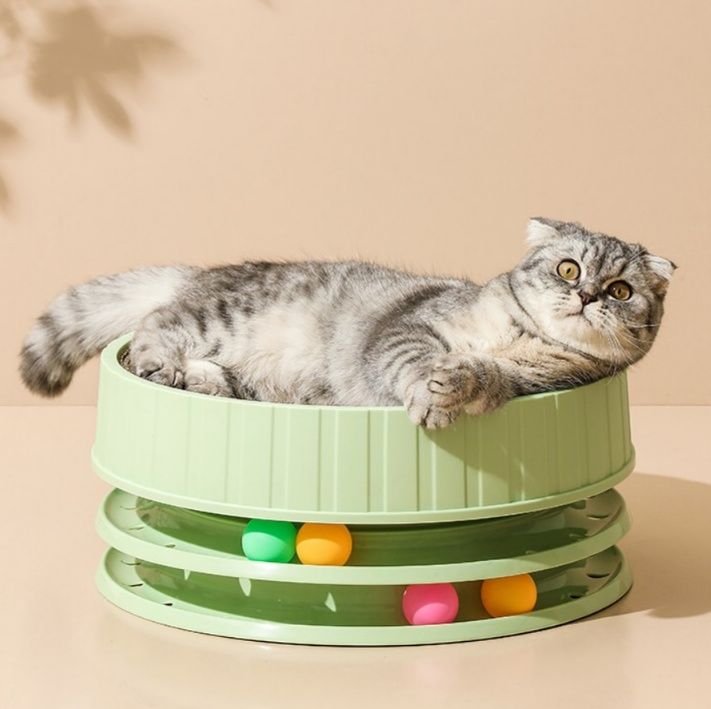 猫爪とぎ 猫用爪とぎベッド付きボールトラックおもちゃ3点セット