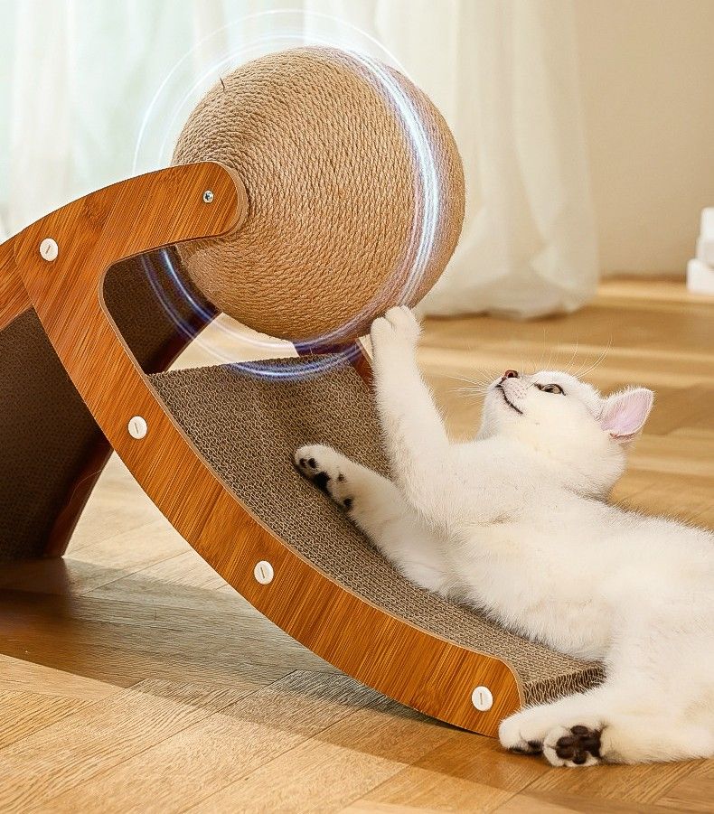 猫爪とぎ 木製フレーム付き麻玉猫爪とぎスクラッチャー