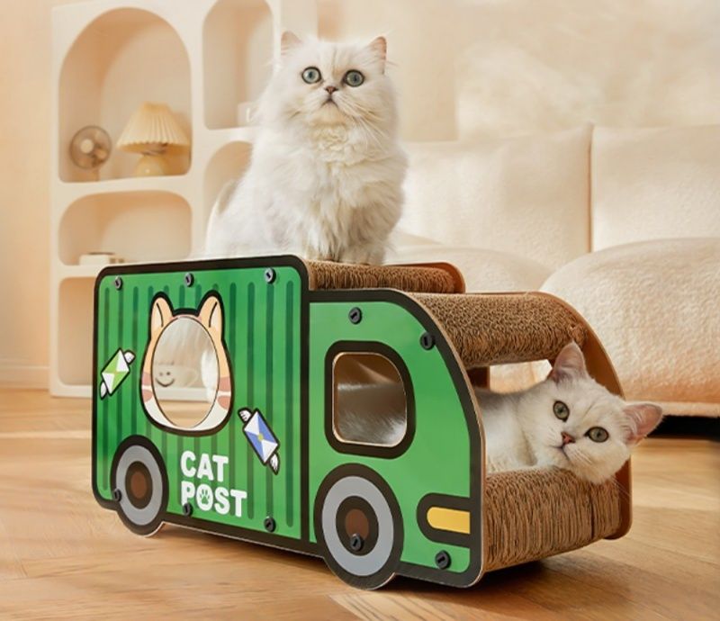 猫爪とぎ 配達トラック型ダンボール猫爪とぎハウス二段仕様