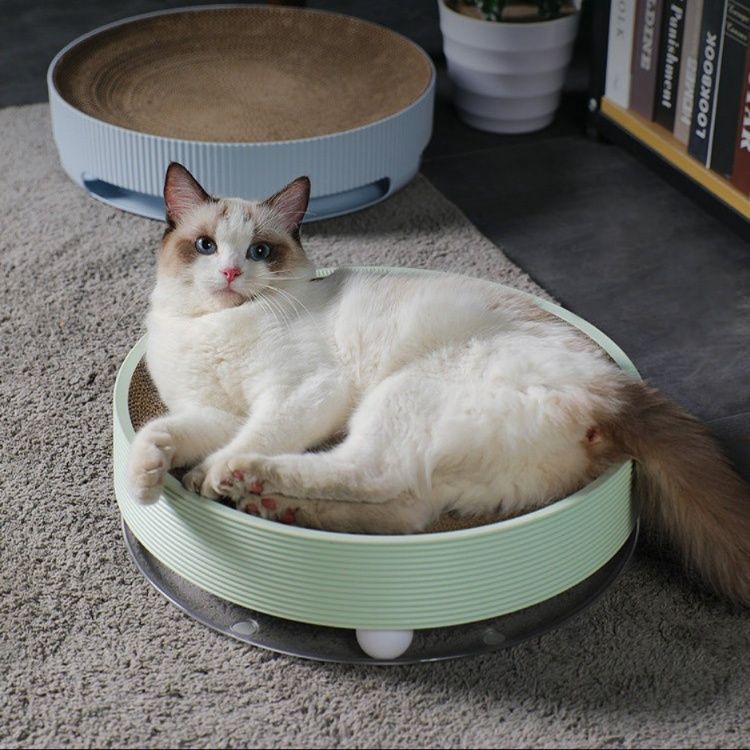 猫爪とぎ 丸型猫爪とぎベッド ボール付き回転トラック