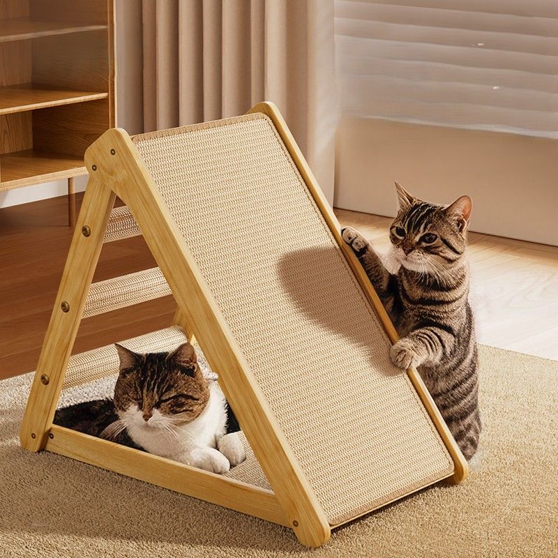 猫爪とぎ 木製三角スタンド式猫爪とぎ 休憩兼用