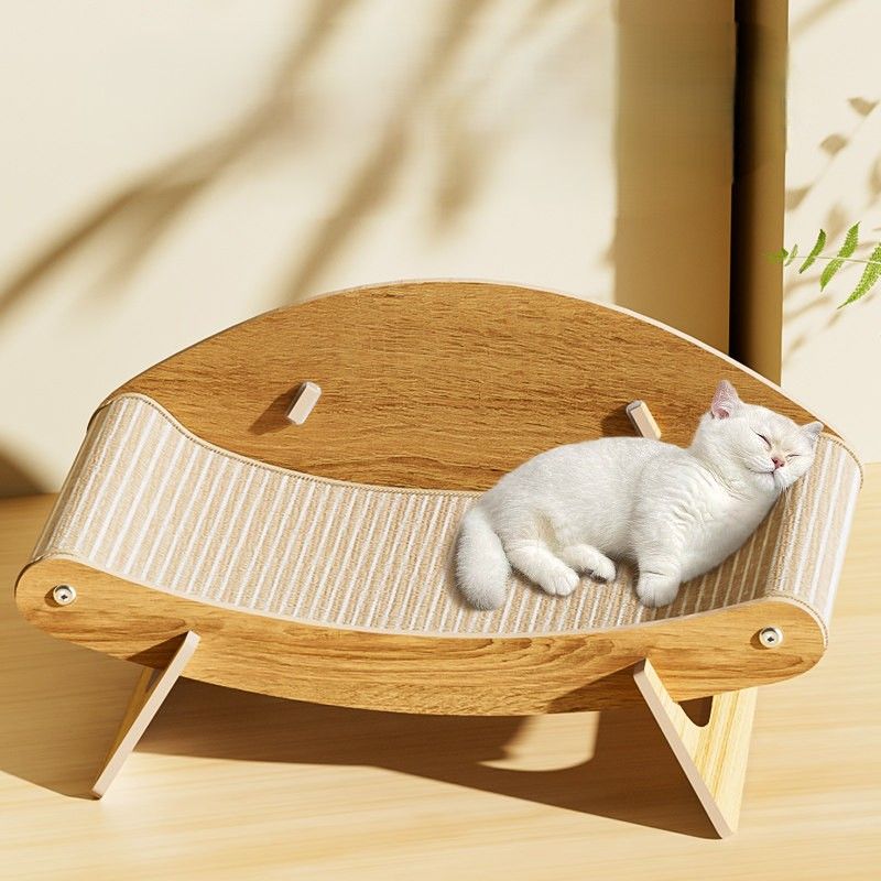 猫爪とぎ 木製フレーム猫爪とぎ付きハンモックベッド