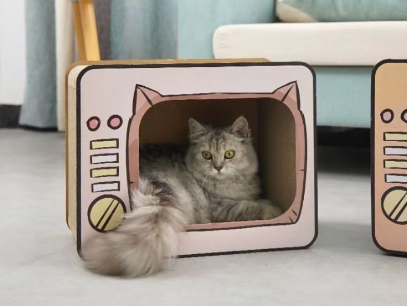 猫爪とぎ テレビ型ハウス ダンボール製二層構造