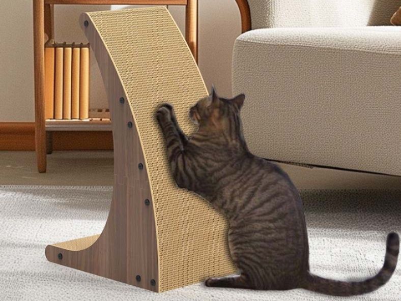 猫 木製スタンド型 曲線デザイン立て爪研ぎ
