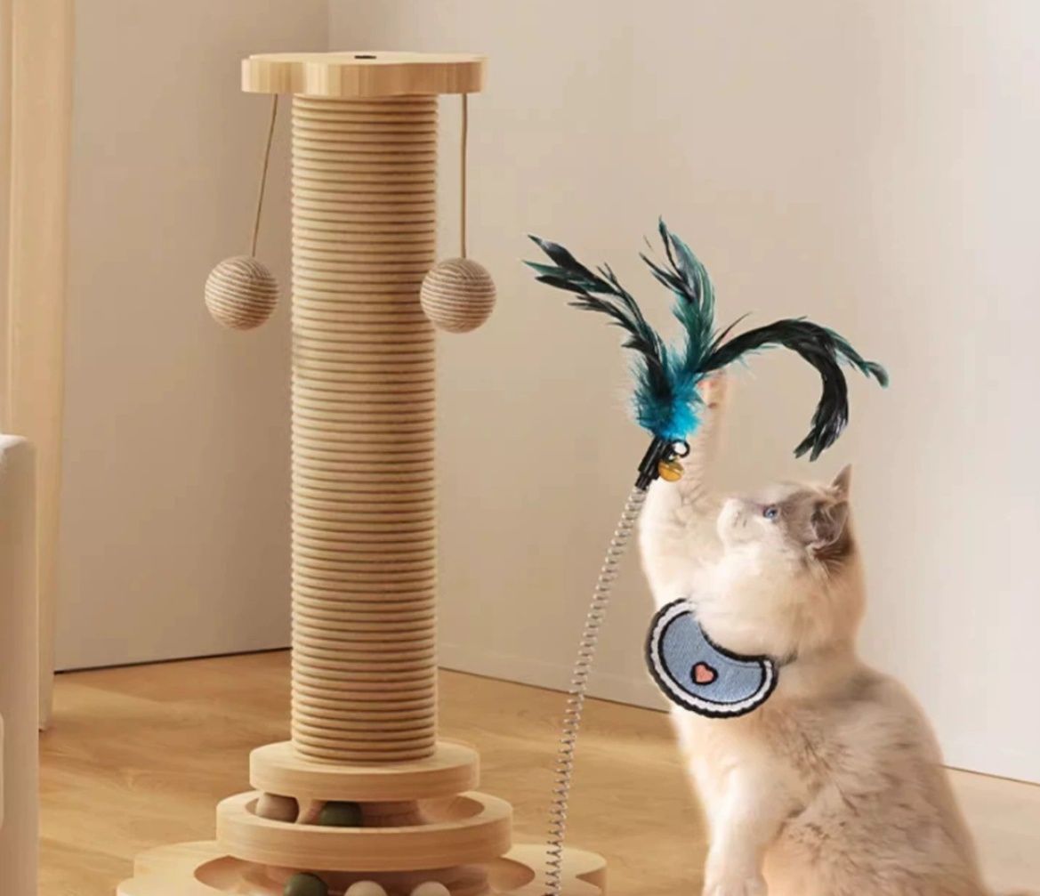 猫爪とぎ 天然麻縄巻きポールタワースタンド