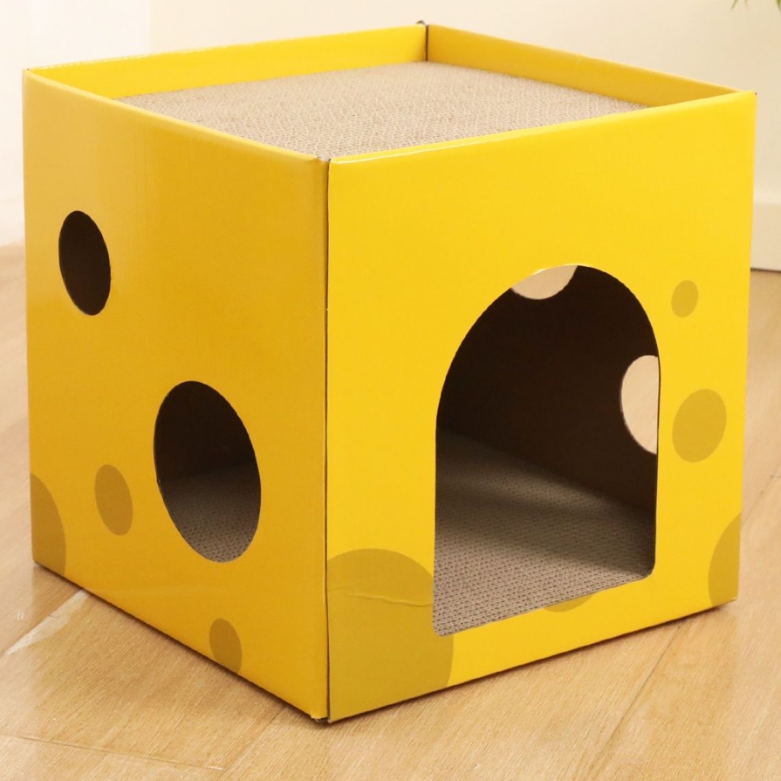 猫爪とぎ チーズ型猫爪とぎハウス ボックス型爪研ぎ付き